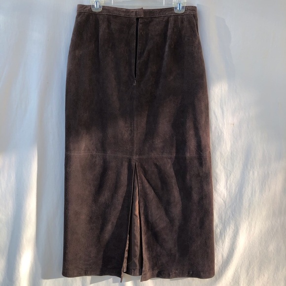 Vintage Suede Brown Maxi Skirt - Picture 3 of 9